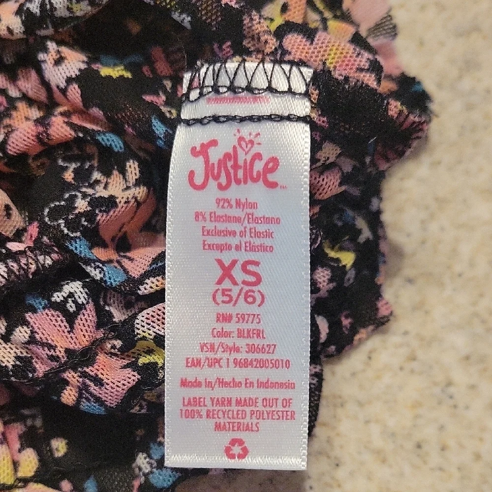 Justice Floral Kids Tank Top with Floral Blouse Size XS 5/6